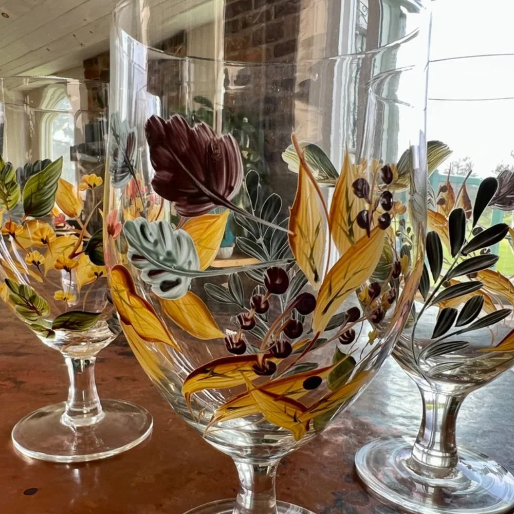 4 Floral Glasses/Goblets